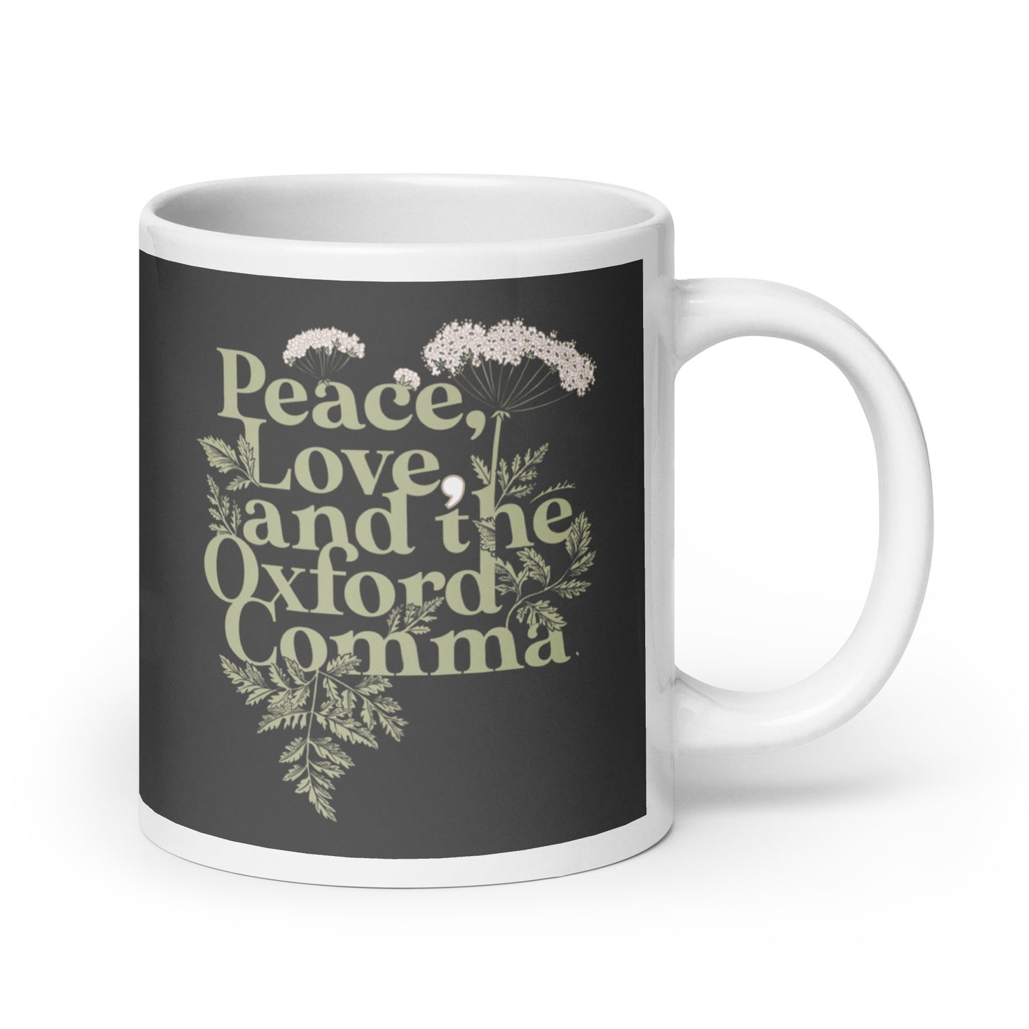 Peace, Love, And The Oxford Comma Mug