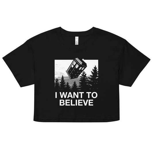 I Want To Believe Tardis Women's Crop Tee