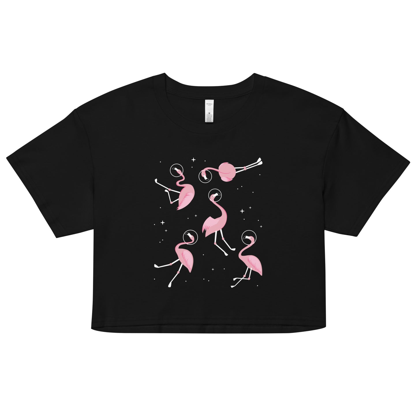 Flamingos In Space Women's Crop Tee
