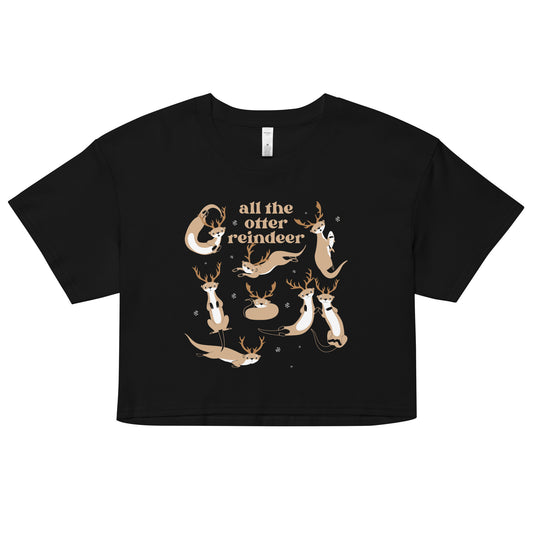 All The Otter Reindeer Women's Crop Tee