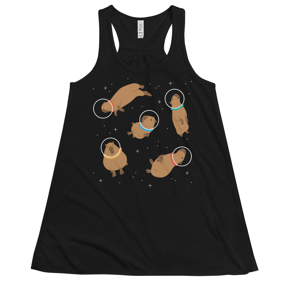 Capybaras In Space Women's Gathered Back Tank
