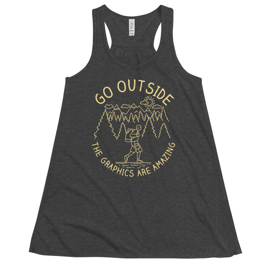 Go Outside The Graphics Are Amazing Women's Gathered Back Tank