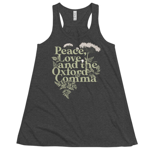 Peace, Love, And The Oxford Comma Women's Gathered Back Tank
