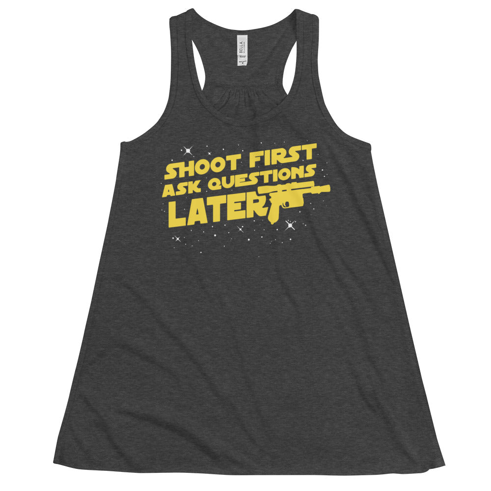 Shoot First Ask Questions Later Women's Gathered Back Tank