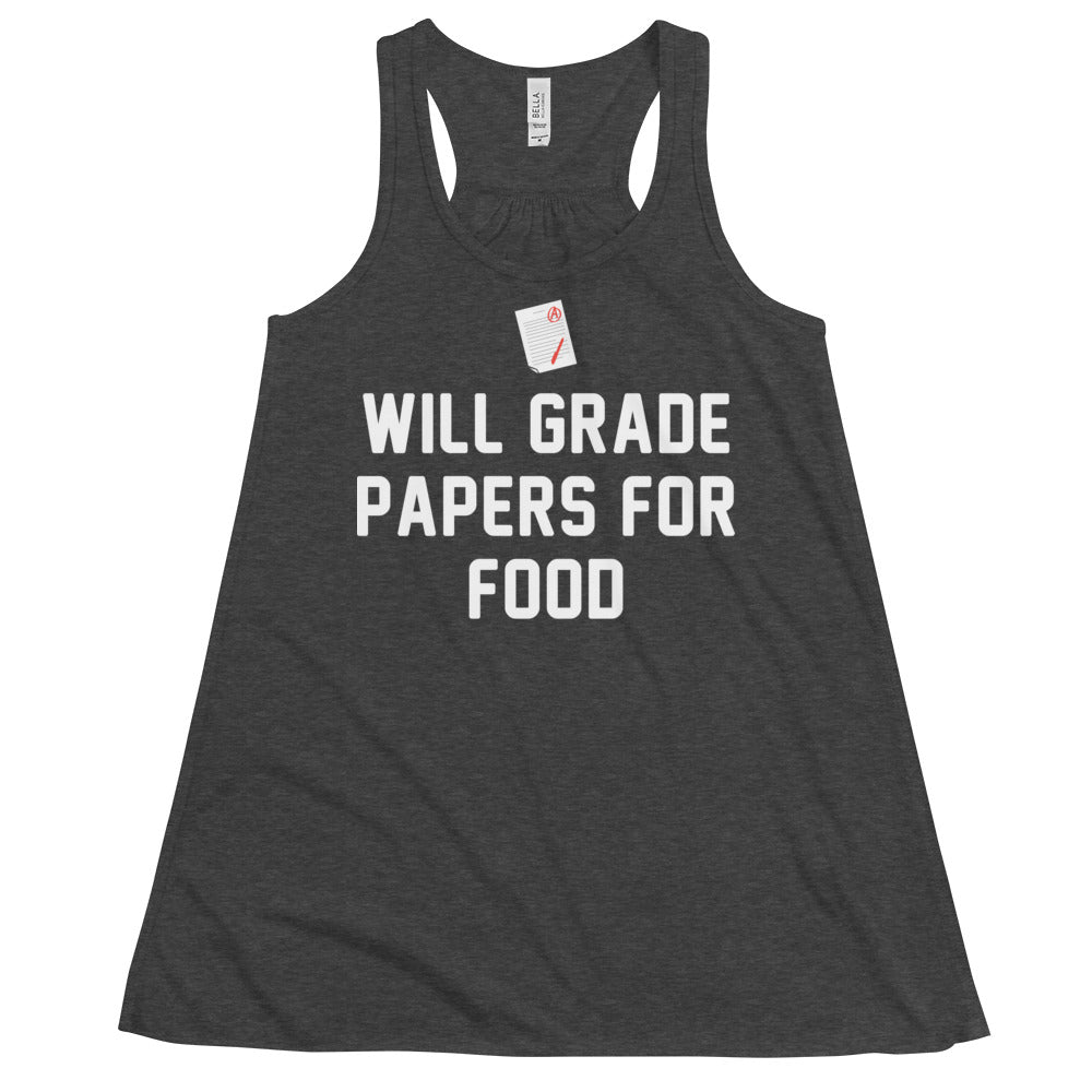 Will Grade Papers For Food Women's Gathered Back Tank