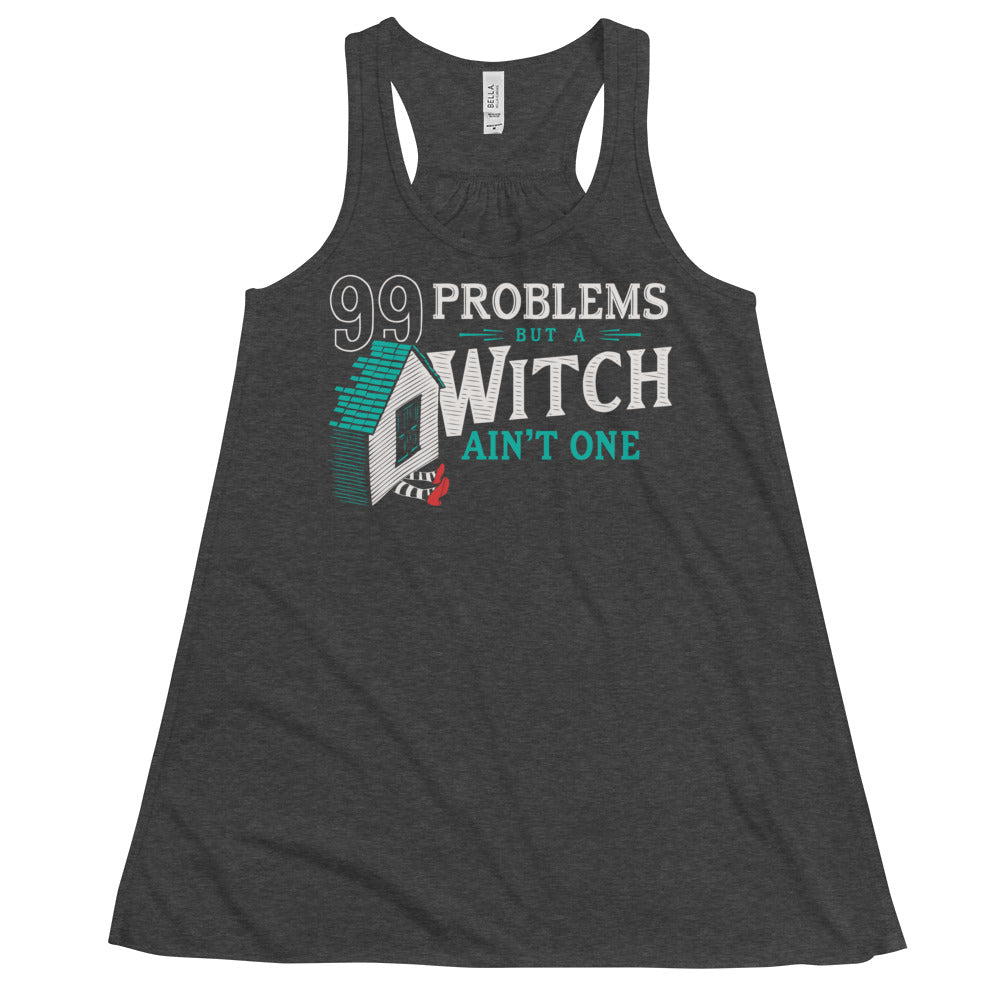 99 Problems But A Witch Ain't One Women's Gathered Back Tank