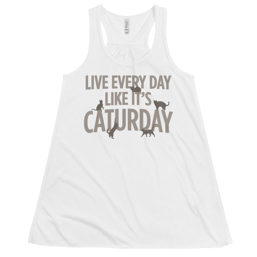 Live Every Day Like It's Caturday Women's Gathered Back Tank
