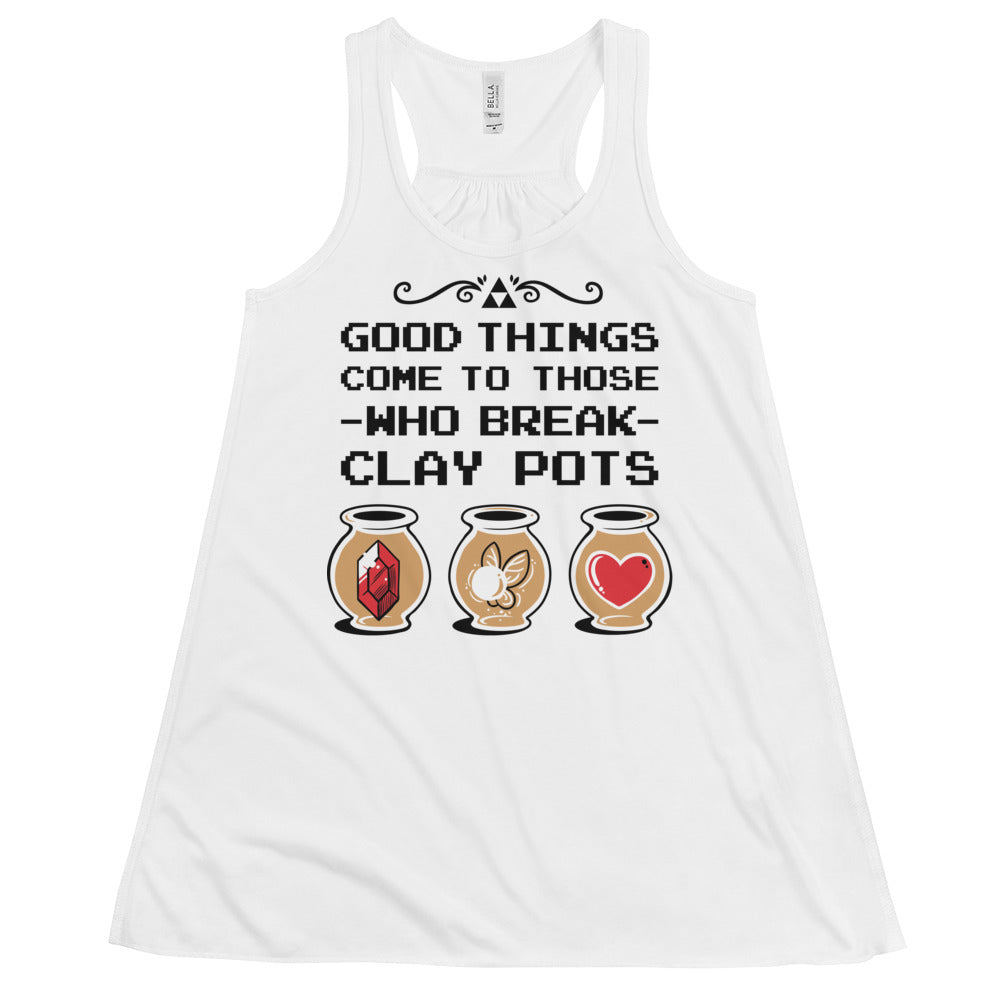 Good Things Come To Those Who Break Clay Pots Women's Gathered Back Tank