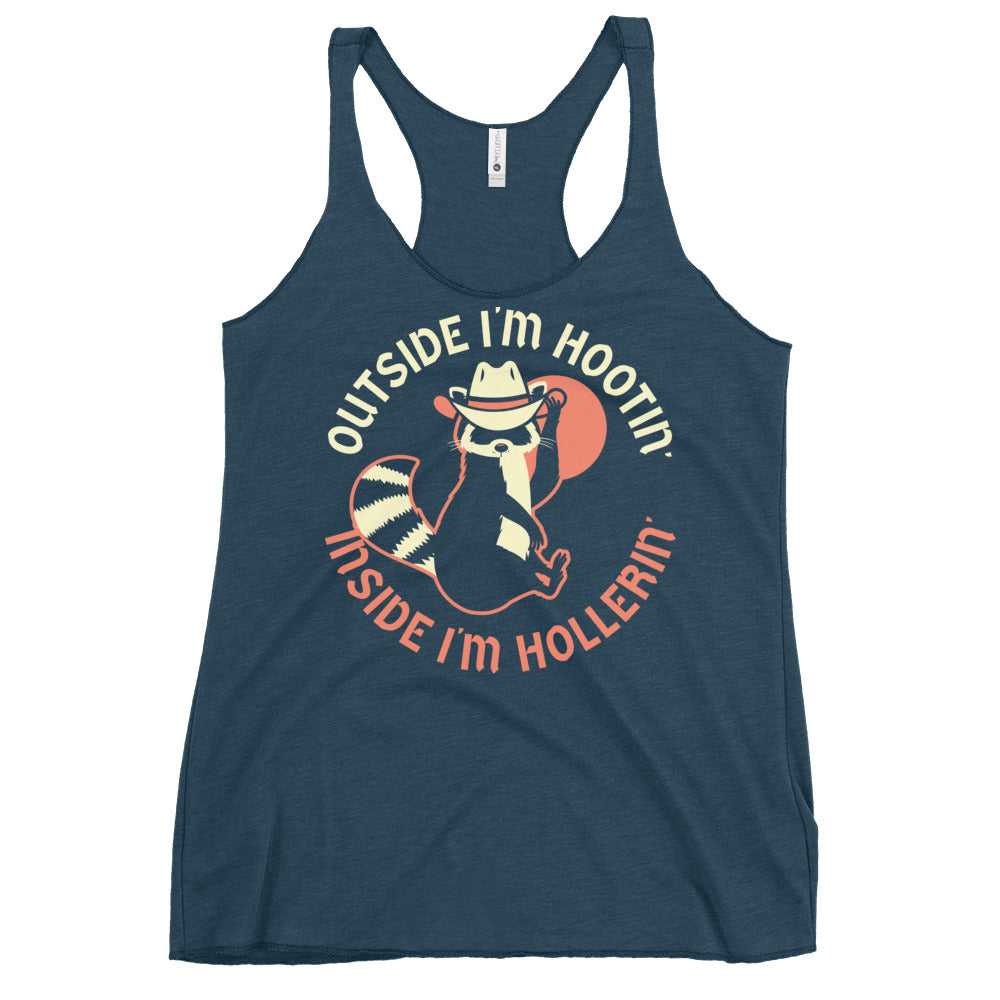 Outside I'm Hootin' Inside I'm Hollerin' Women's Racerback Tank