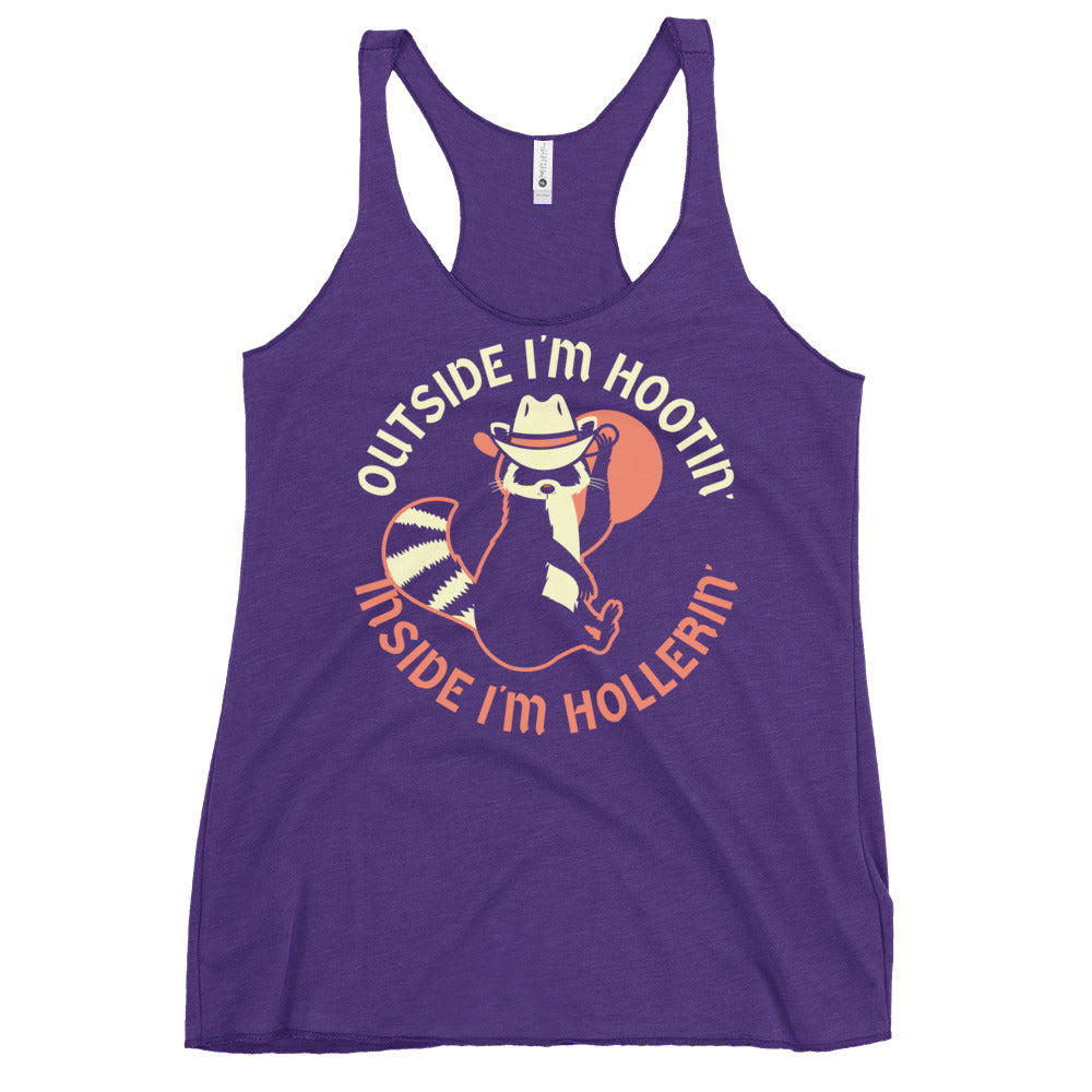 Outside I'm Hootin' Inside I'm Hollerin' Women's Racerback Tank