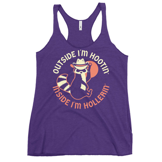 Outside I'm Hootin' Inside I'm Hollerin' Women's Racerback Tank
