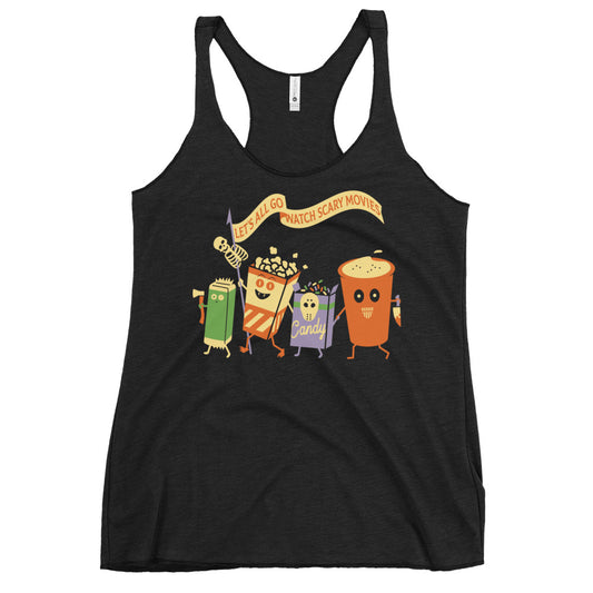 Let's All Go Watch Scary Movies Women's Racerback Tank