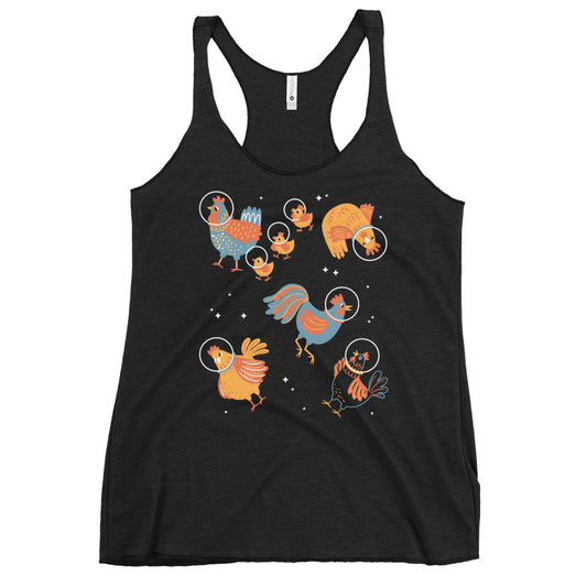 Chickens In Space Women's Racerback Tank