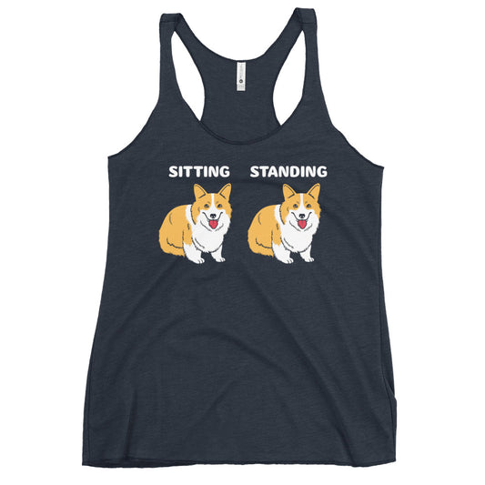 Corgi Sitting And Standing Women's Racerback Tank