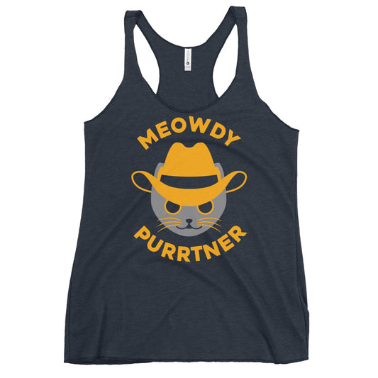 Meowdy Purrtner Women's Racerback Tank