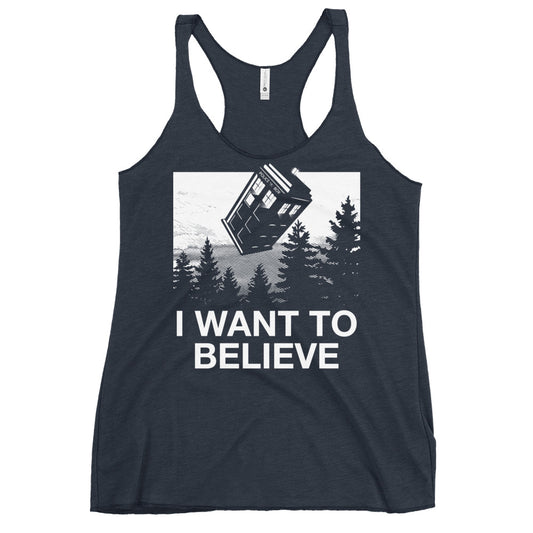 I Want To Believe Tardis Women's Racerback Tank