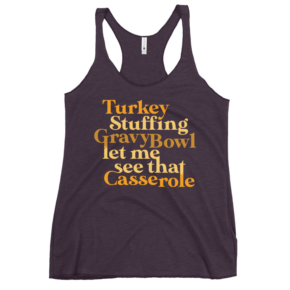 Turkey Stuffing Gravy Bowl Women's Racerback Tank