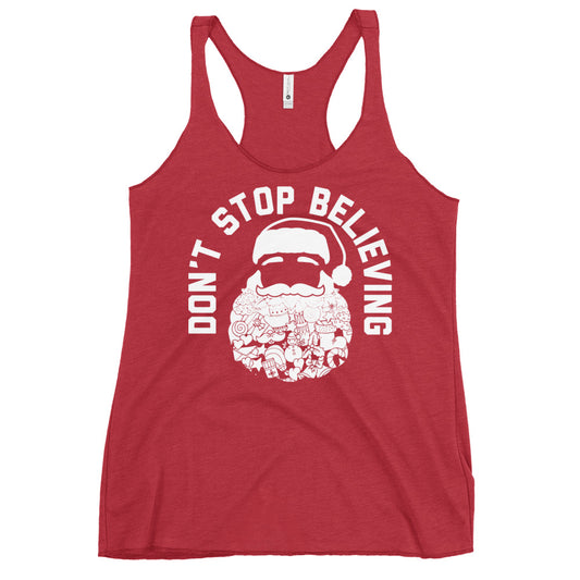 Don't Stop Believing Santa Women's Racerback Tank