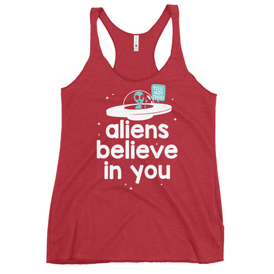Aliens Believe In You Women's Racerback Tank