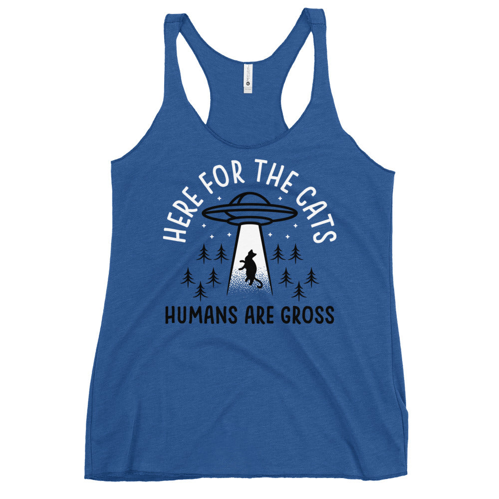 Here For The Cats, Humans Are Gross Women's Racerback Tank