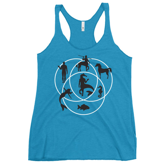 Human Horse Fish Venn Diagram Women's Racerback Tank