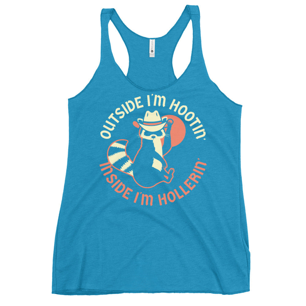 Outside I'm Hootin' Inside I'm Hollerin' Women's Racerback Tank