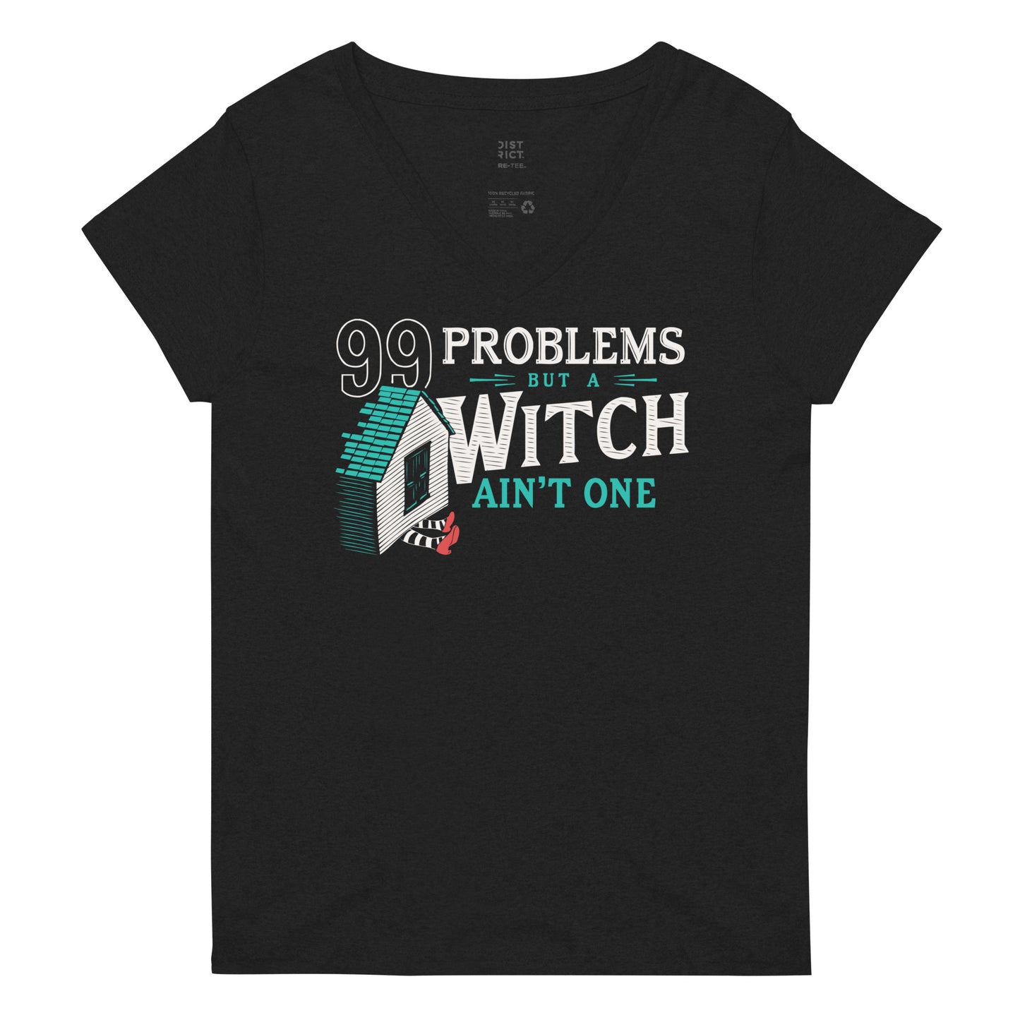 99 Problems But A Witch Ain't One Women's V-Neck Tee
