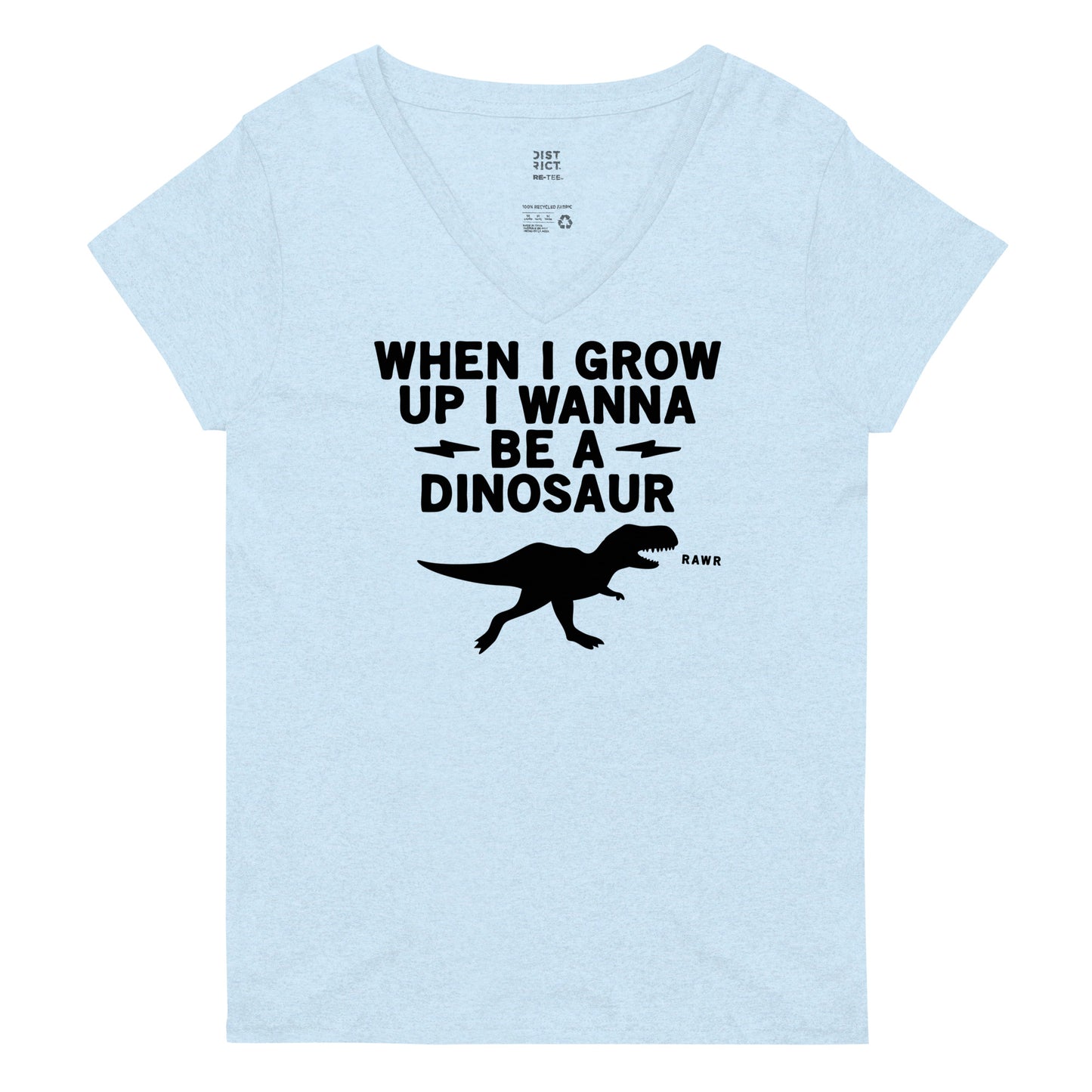 When I Grow Up I Wanna Be A Dinosaur Women's V-Neck Tee