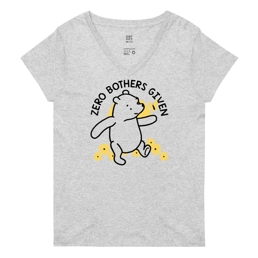 Zero Bothers Given Women's V-Neck Tee