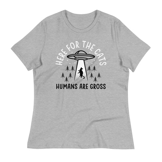 Here For The Cats, Humans Are Gross Women's Signature Tee