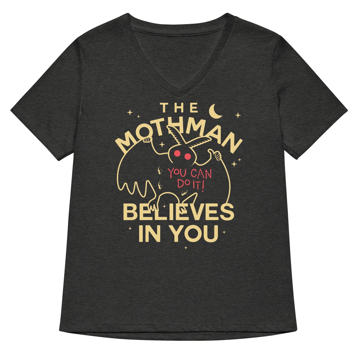 The Mothman Believes In You Women's V-Neck Tee