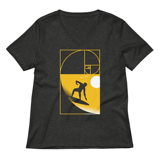 Golden Spiral Wave Women's V-Neck Tee