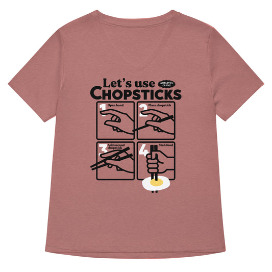 Let's Use Chopsticks Women's V-Neck Tee