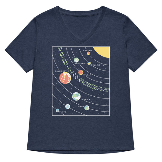 9 Planets Women's V-Neck Tee