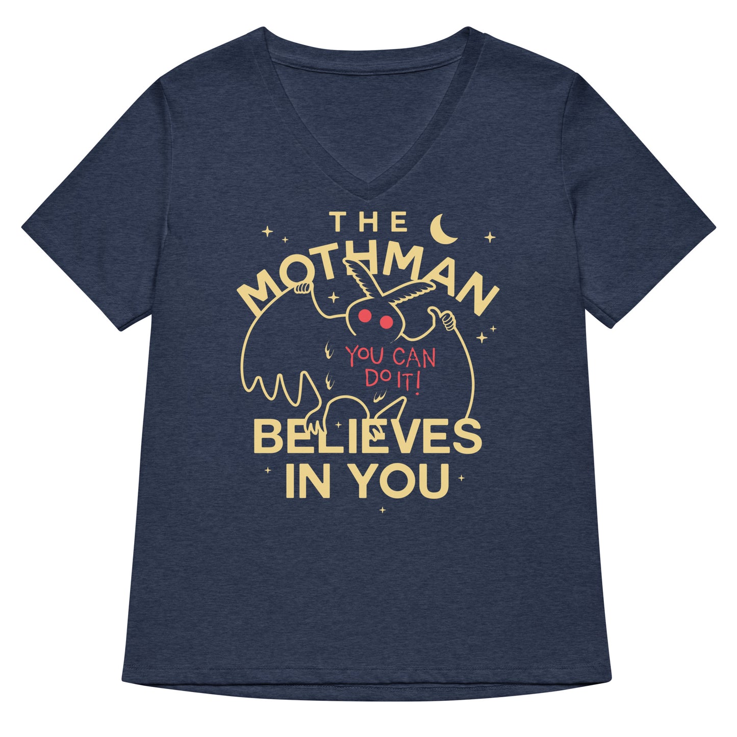 The Mothman Believes In You Women's V-Neck Tee