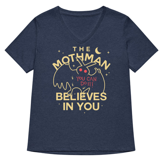 The Mothman Believes In You Women's V-Neck Tee