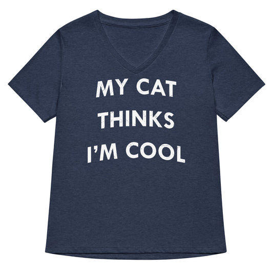 My Cat Thinks I'm Cool Women's V-Neck Tee