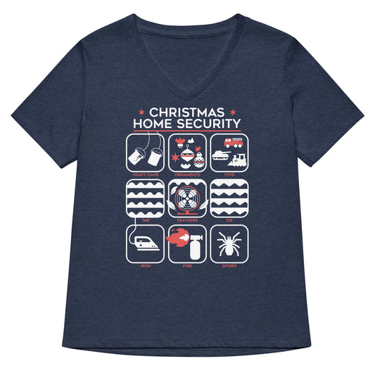 Christmas Home Security Women's V-Neck Tee