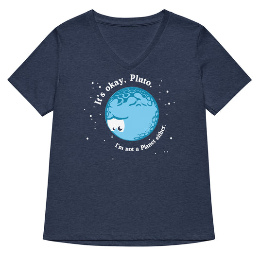 It's Okay Pluto Women's V-Neck Tee
