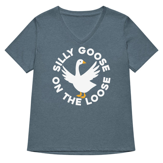 Silly Goose On The Loose Women's V-Neck Tee