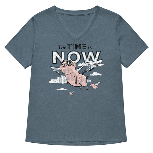 The Time Is Now Women's V-Neck Tee
