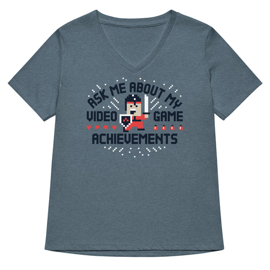 Ask Me About My Video Game Achievements Women's V-Neck Tee