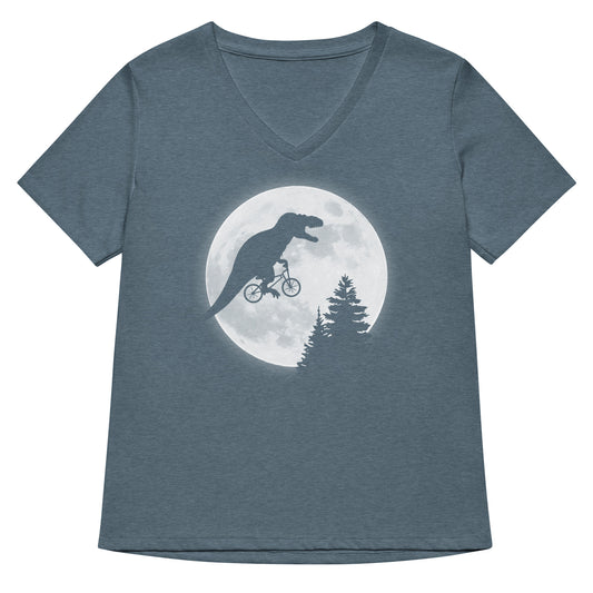 T-Rex Moon Women's V-Neck Tee
