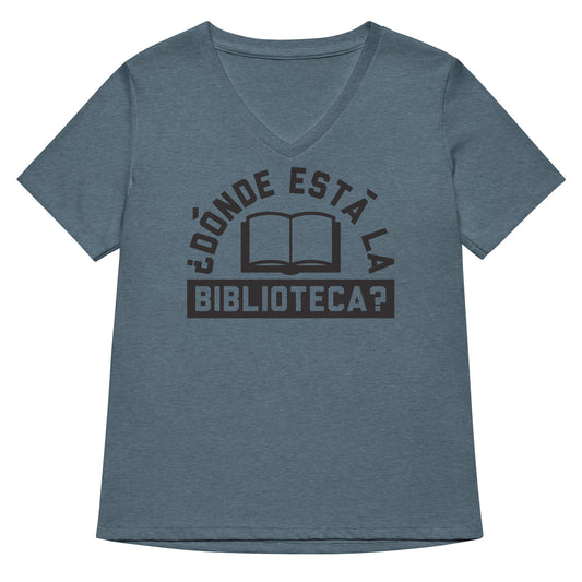 Donde Esta La Biblioteca? Women's V-Neck Tee