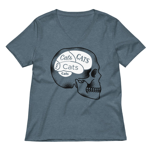 Cats On The Brain Women's V-Neck Tee