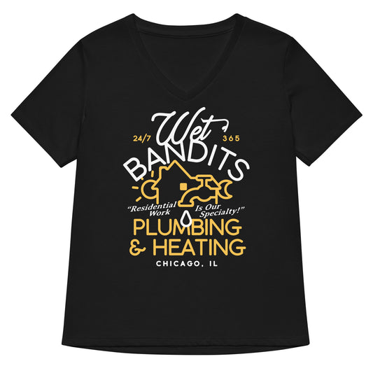Wet Bandits Plumbing & Heating Women's V-Neck Tee
