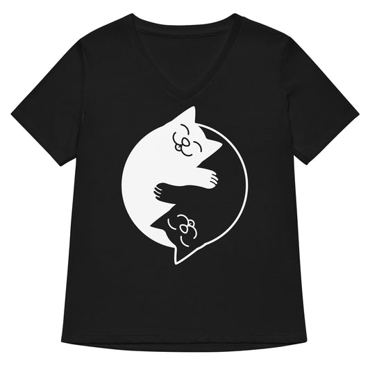 Yin Yang Cats Women's V-Neck Tee