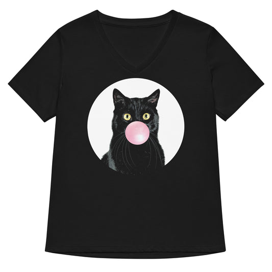 Bubble Cat Women's V-Neck Tee