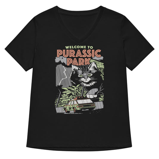 Purassic Park Women's V-Neck Tee