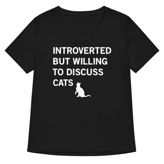 Introverted But Willing To Discuss Cats Women's V-Neck Tee